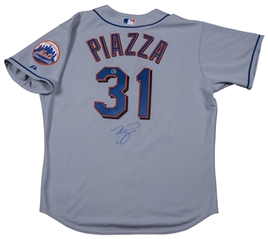 2005 Mike Piazza Game Used and Signed New York Mets Road Jersey Worn On 08/09/05 at San Diego Padres (MLB Authenticated, Mets LOA & JSA)